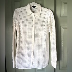 Ann Taylor Ivory Blouse Lattice Design Blouse | Size 4